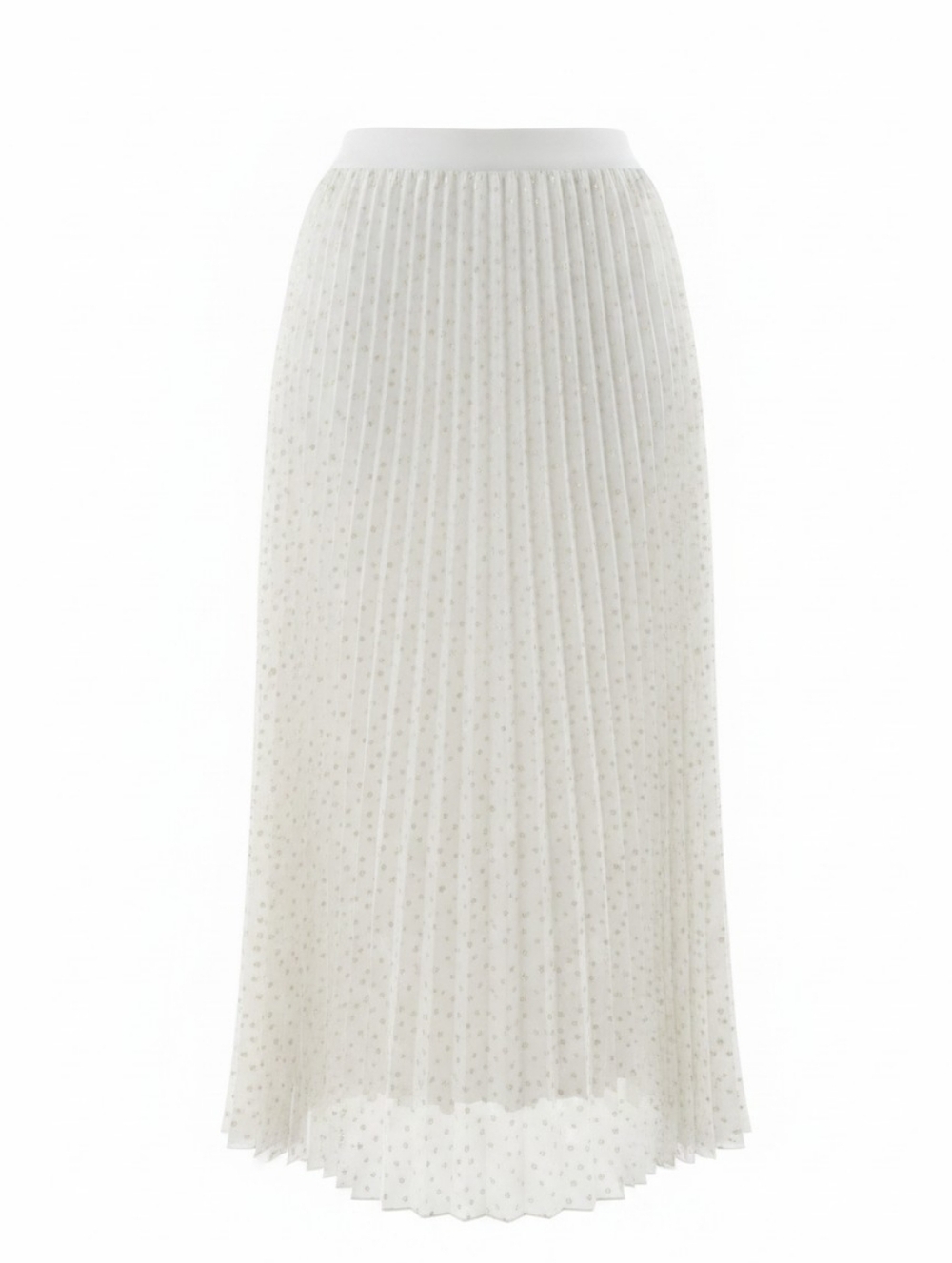 Vince Camuto White Pleated Polka Dot Maxi Skirt Size L EUC Chic Flowy - Picture 7 of 8